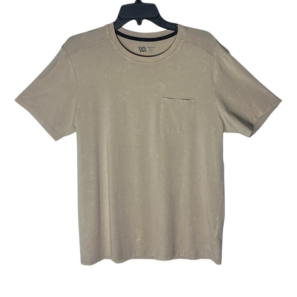 VRST Mens Medium Tan Short Sleeve Pocket T-Shirt Cotton Modal Blend Stretch